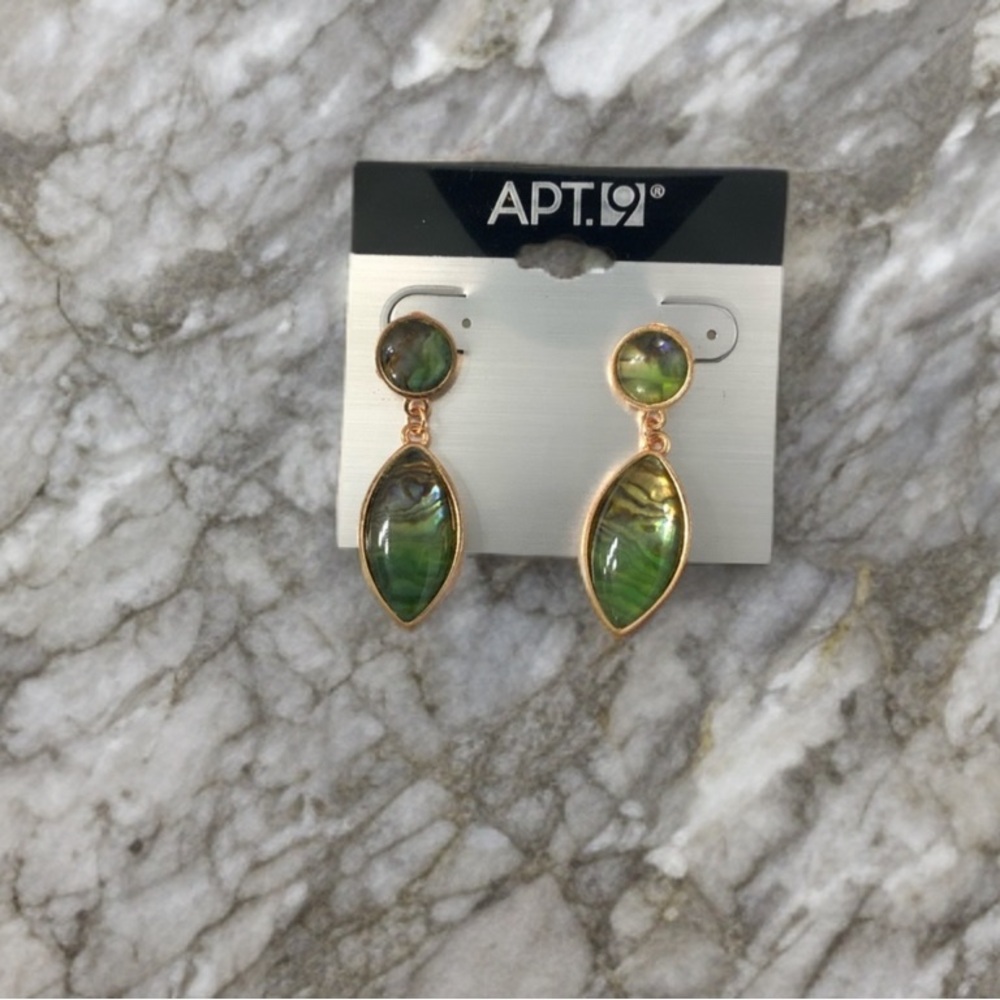 Rose Gold Abalone Dangle Earrings